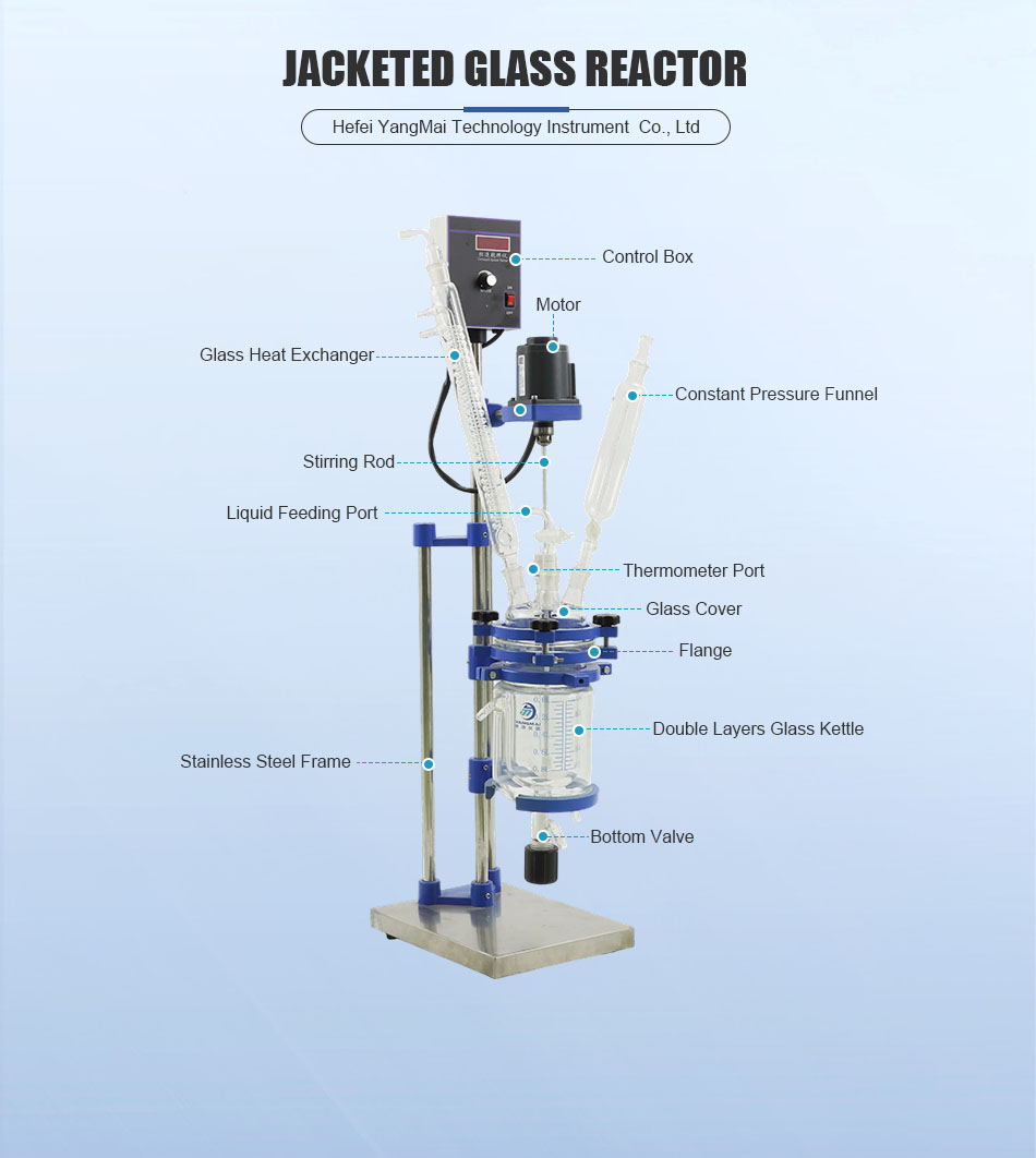 1L Jacketed Glass Reactor for Micro-Scale Reactions 