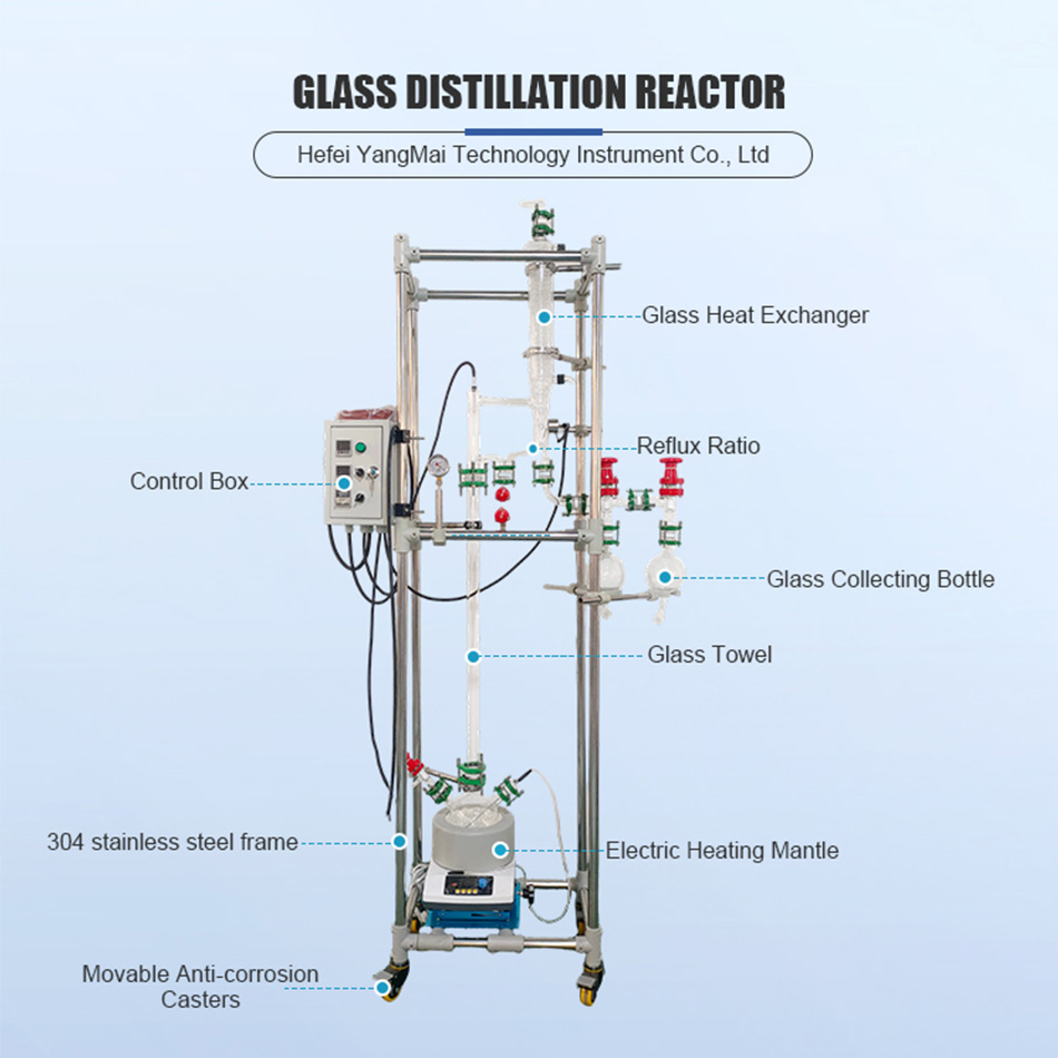 Laboratory Glass Distillation Reactor